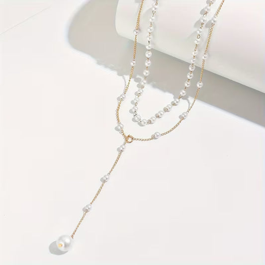 Softly Untouchable | Layered Pearl Drop Necklace