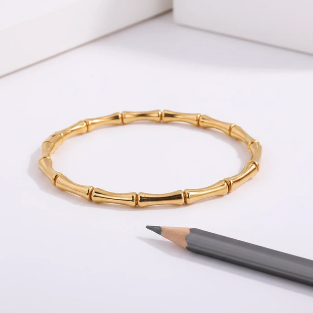 Golden Bamboo Bracelet — Side Angle