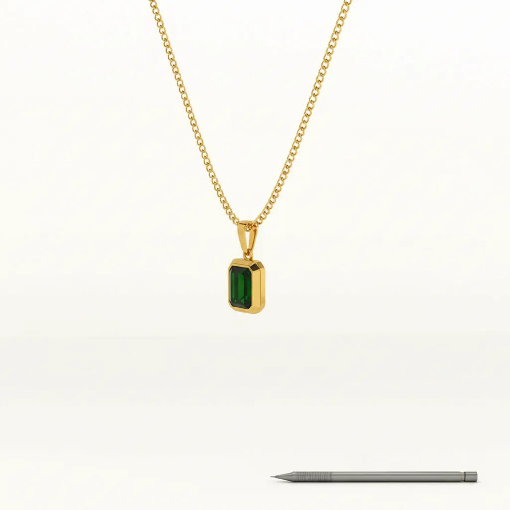 Centered Choice | Emerald Cut Gold Pendant