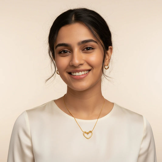Open Heart Necklace — Worn on Model