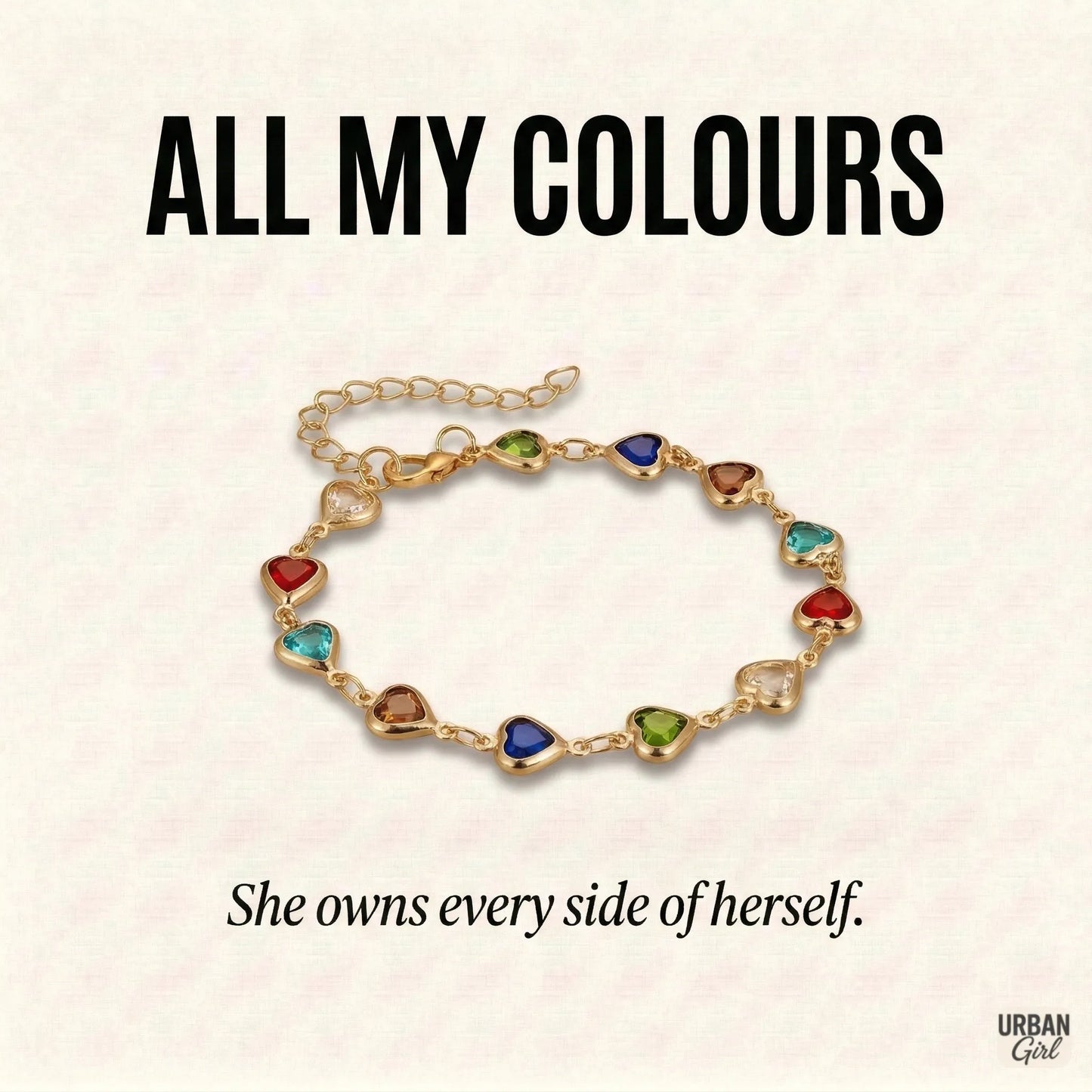 All My Colours | Multicolour Heart Charm Bracelet