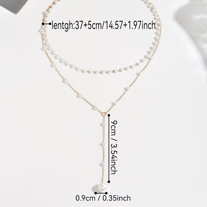 Softly Untouchable | Layered Pearl Drop Necklace