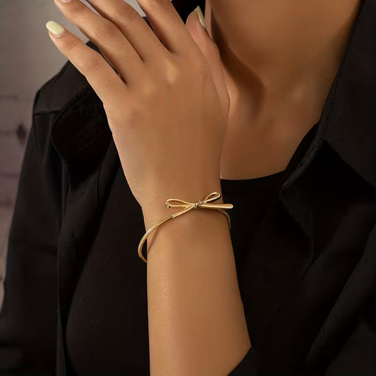 Tied With Intent | Bow Open Bangle