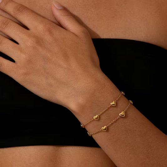 Love, On Repeat | Double Heart Chain Bracelet