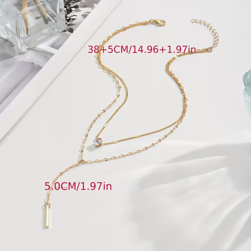 Own The Line | Layered Crystal Drop Necklace