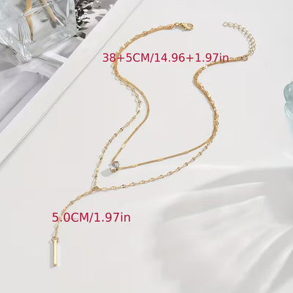 Own The Line | Layered Crystal Drop Necklace