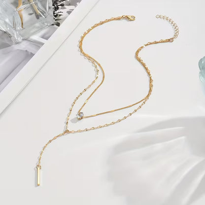 Own The Line | Layered Crystal Drop Necklace