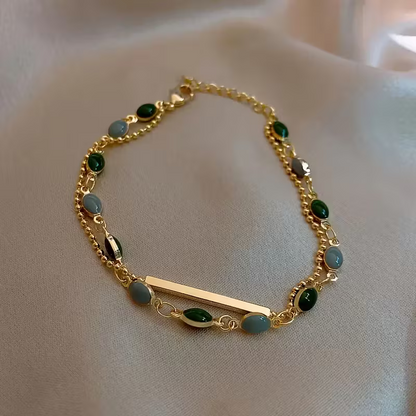 Own Your Ground | Green Stone Layered Bracelet
