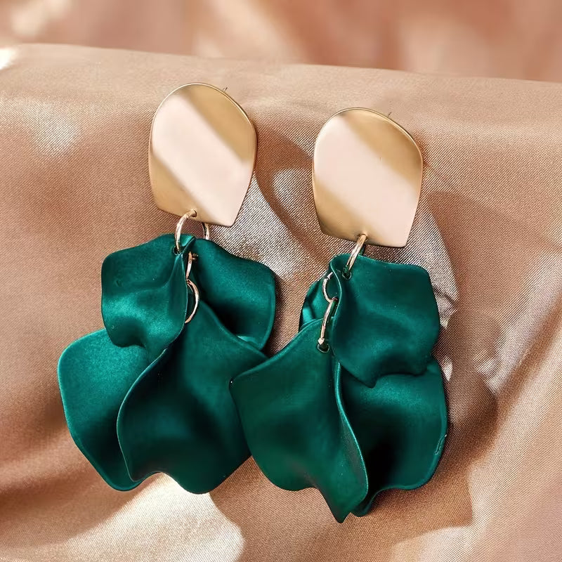In Full Bloom | Green Petal Statement Earrings