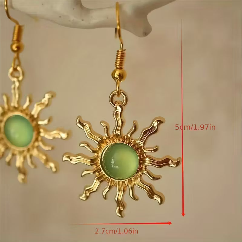 Solar Glow | Sunburst Stone Drop Earrings