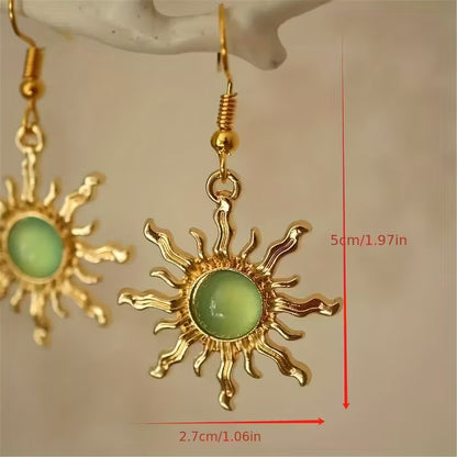 Solar Glow | Sunburst Stone Drop Earrings