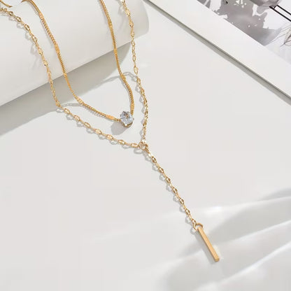 Own The Line | Layered Crystal Drop Necklace