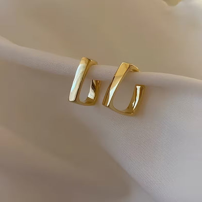 Zinc Alloy Geometric Rectangle Hoop Earrings