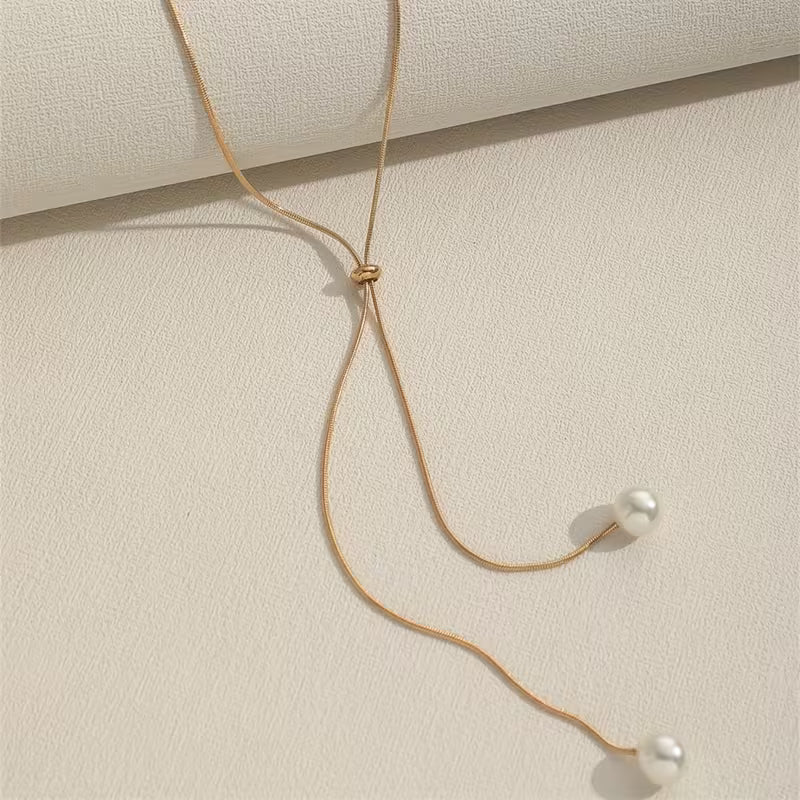 Quiet Command | Pearl Drop Y-Necklace