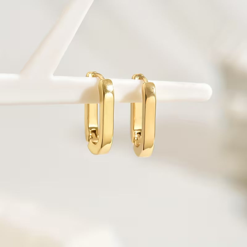 Clean Cut | Rectangular Gold Huggies