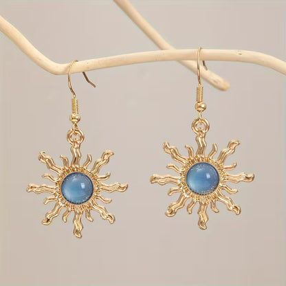 Solar Glow | Sunburst Stone Drop Earrings