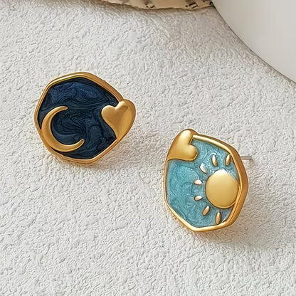 Whole Within | Sun Moon Enamel Studs