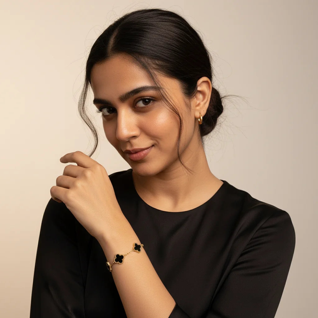 Black Clover Bracelet — Worn on Model