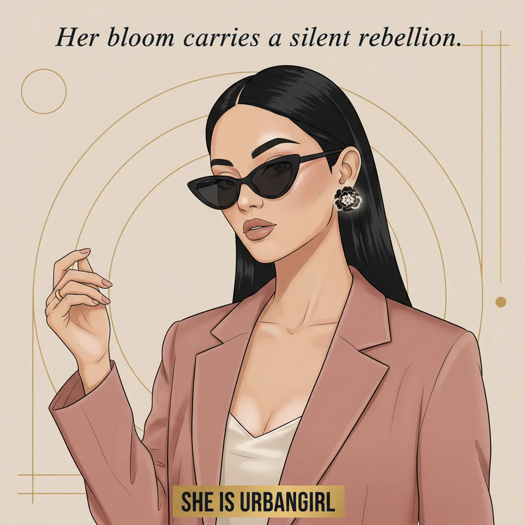 Black Flower Pearl Earrings — Illustrated Muse