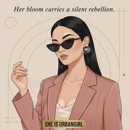 Black Flower Pearl Earrings — Illustrated Muse