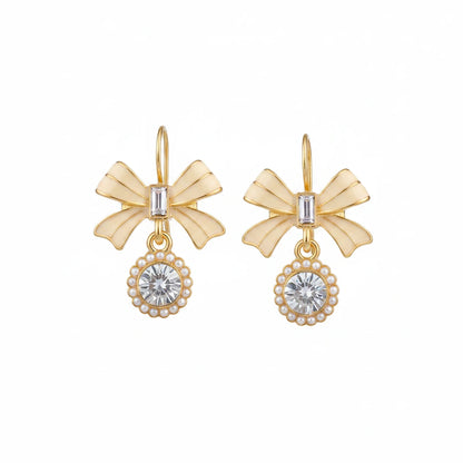 Bow Drop Earrings — Front Close-up