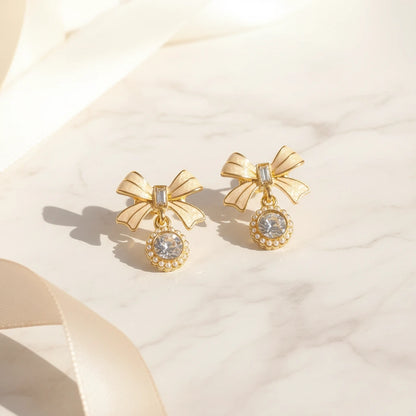 Bow Drop Earrings — Luxe Marble