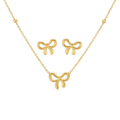 Delicate Bow Jewellery Set — Front Close-up