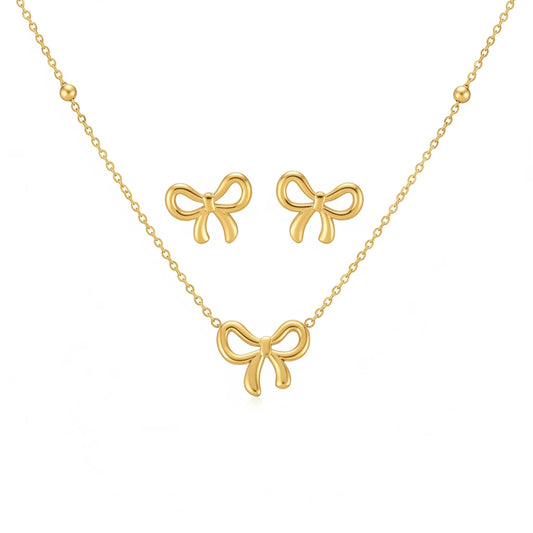 Delicate Bow Jewellery Set — Front Close-up