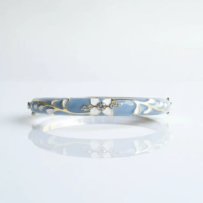 QUIET BLOOM | Enamel 18K Gold Floral Bangle