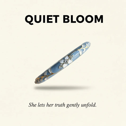 QUIET BLOOM | Enamel 18K Gold Floral Bangle