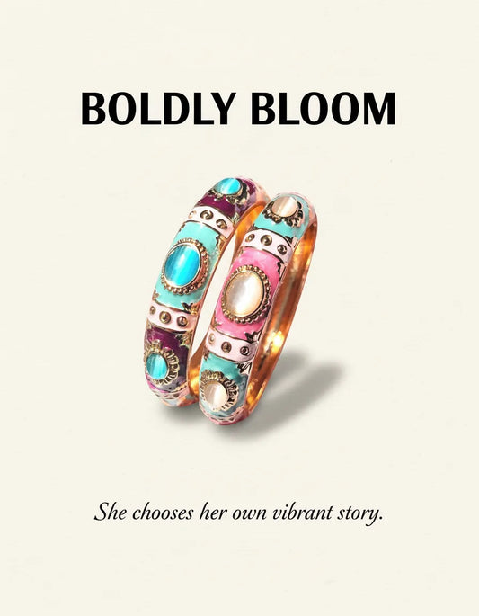 BOLDLY BLOOM | Enamel Gemstone Bangles