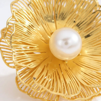 Grace Untamed | Filigree Flower Pearl Earrings