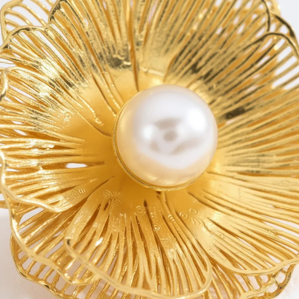 Grace Untamed | Filigree Flower Pearl Earrings