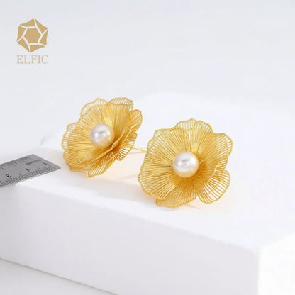 Grace Untamed | Filigree Flower Pearl Earrings