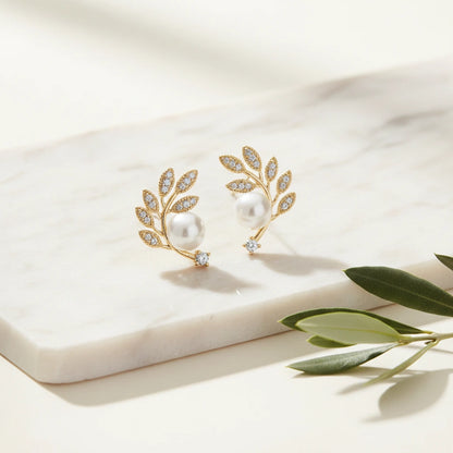 Gilded Pearl Studs — Luxe Marble