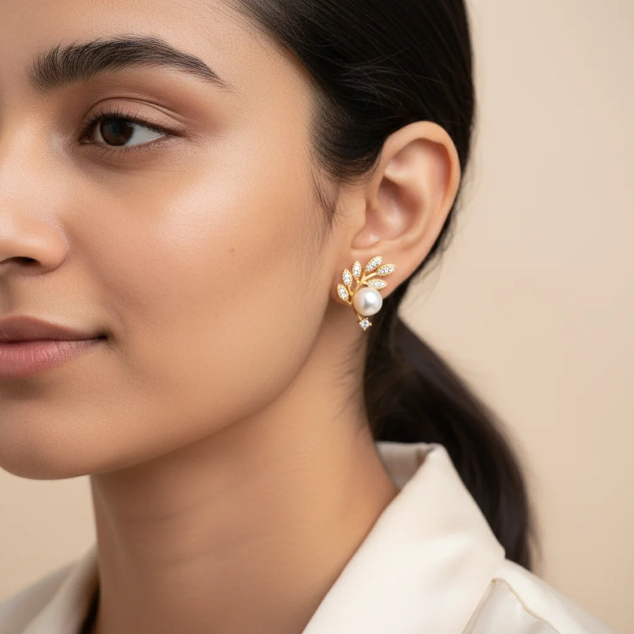Gilded Pearl Studs | UNFOLDING GRACE