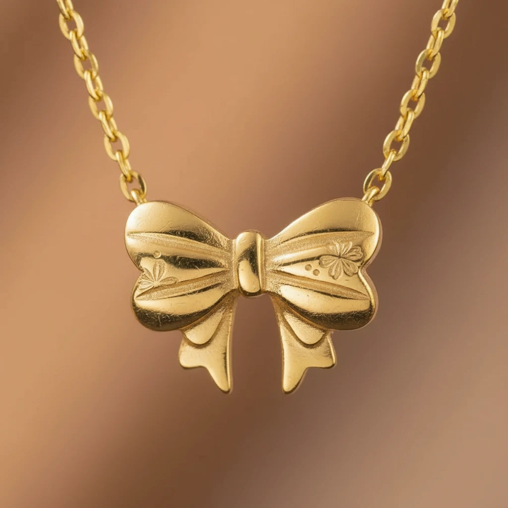 Gold Bow Necklace — Detail Zoom