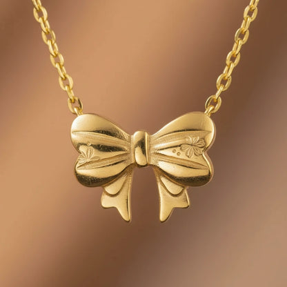 Gold Bow Necklace — Detail Zoom
