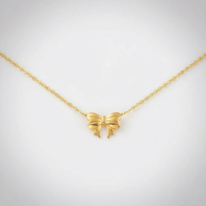 Gold Bow Necklace — Front Close-up