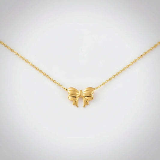 Gold Bow Necklace — Front Close-up
