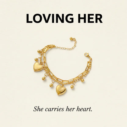 Gold Heart Charm Bracelet — Signature Card