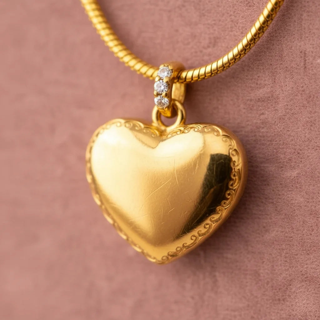 Gold Heart Pendant — Detail Zoom