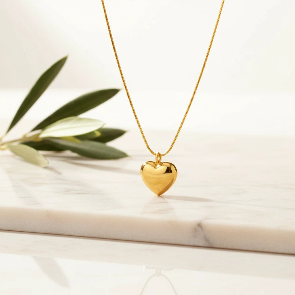Gold Heart Pendant — Luxe Marble