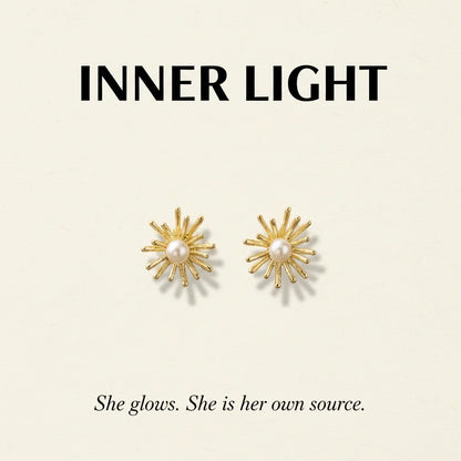 Gold Pearl Starburst Earrings — Signature Card