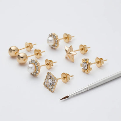 Gold Stud Earring Set — Side Angle
