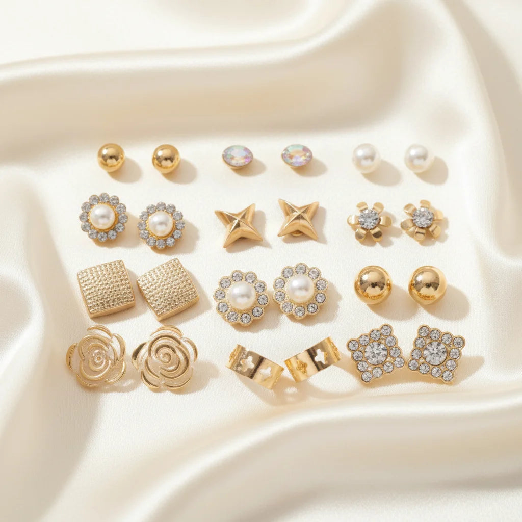 Gold Stud Earring Set — Velvet Pedestal