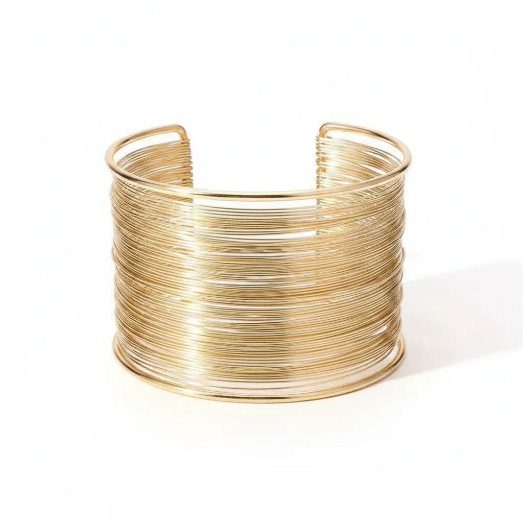 Gold Wire Cuff Bracelet — Front Close-up