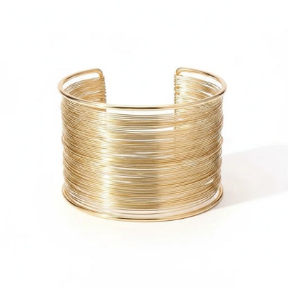 Gold Wire Cuff Bracelet — Front Close-up