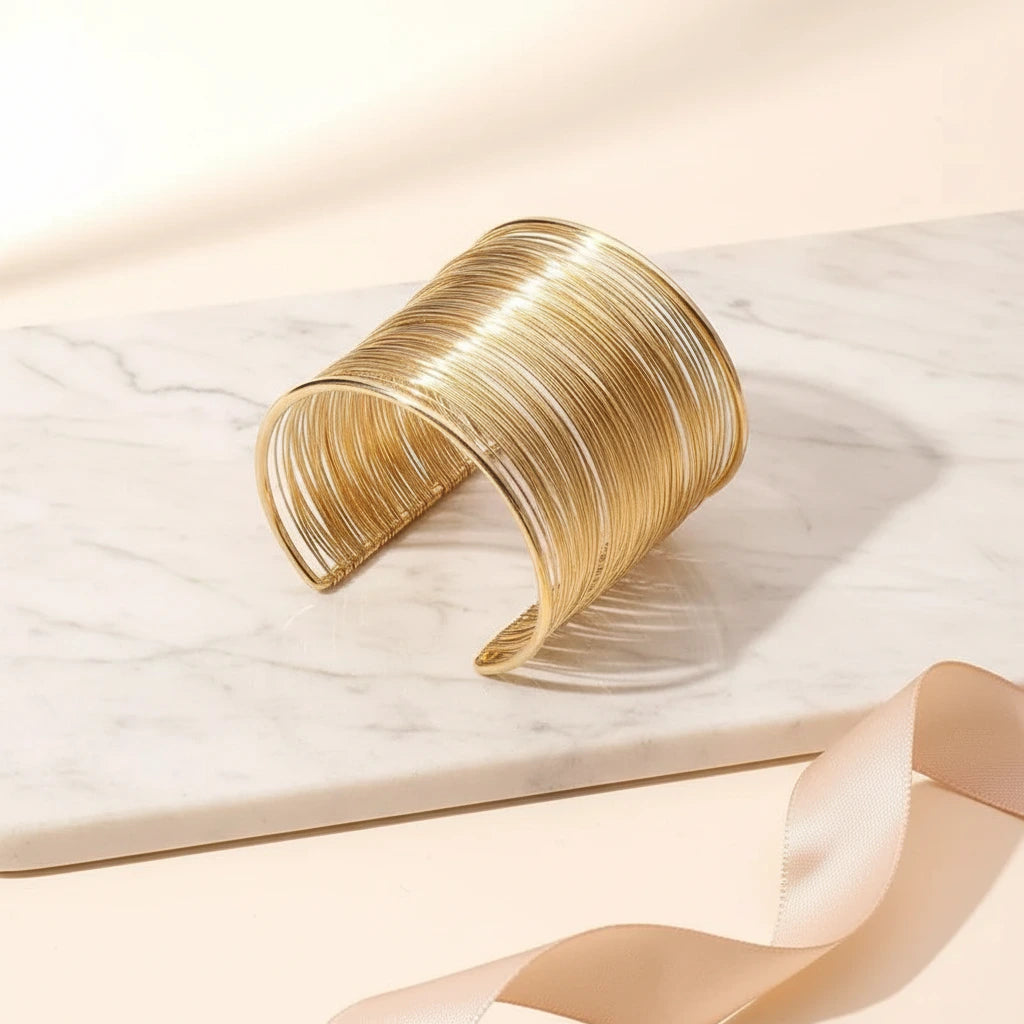 Gold Wire Cuff Bracelet — Luxe Marble