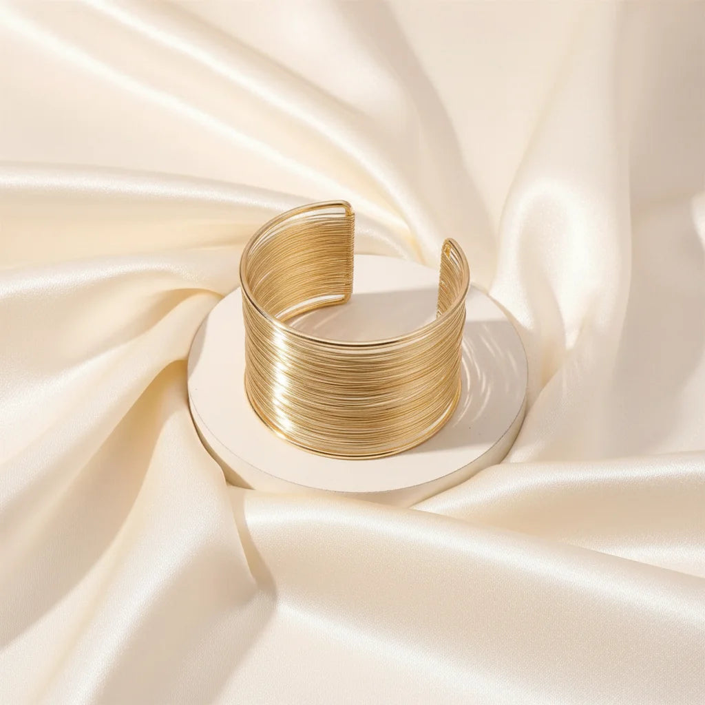 Gold Wire Cuff Bracelet — Velvet Pedestal